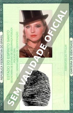 Imagem hipotética representando a carteira de identidade de Hanna Schygulla
