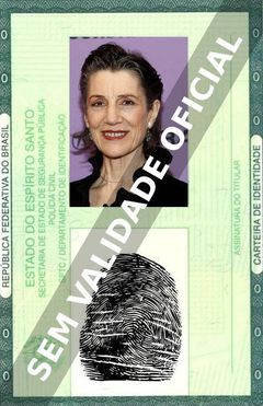 Imagem hipotética representando a carteira de identidade de Harriet Walter