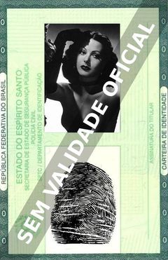 Imagem hipotética representando a carteira de identidade de Hedy Lamarr