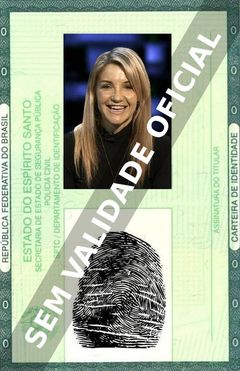Imagem hipotética representando a carteira de identidade de Helen Skelton