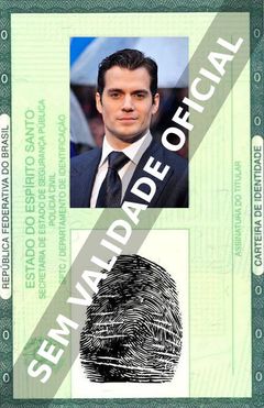 Imagem hipotética representando a carteira de identidade de Henry Cavill