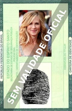 Imagem hipotética representando a carteira de identidade de Holly Hunter