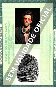 Imagem hipotética representando a carteira de identidade de Hrithik Roshan