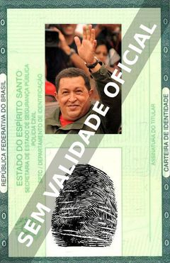 Imagem hipotética representando a carteira de identidade de Hugo Chávez