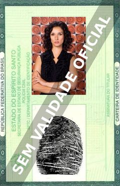 Imagem hipotética representando a carteira de identidade de Indira Varma