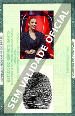 Imagem hipotética representando a carteira de identidade de Ivete Sangalo