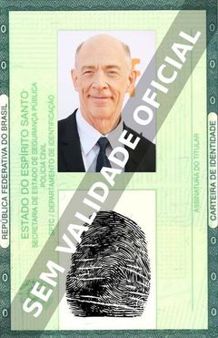 Imagem hipotética representando a carteira de identidade de J.K. Simmons