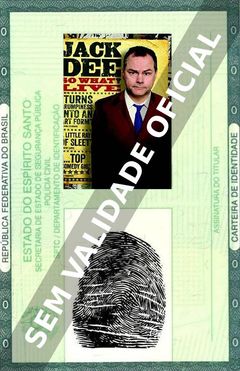 Imagem hipotética representando a carteira de identidade de Jack Dee