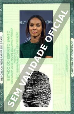 Imagem hipotética representando a carteira de identidade de Jada Pinkett Smith
