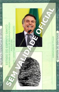 Imagem hipotética representando a carteira de identidade de Jair Bolsonaro