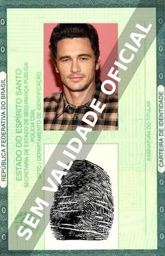 Imagem hipotética representando a carteira de identidade de James Franco