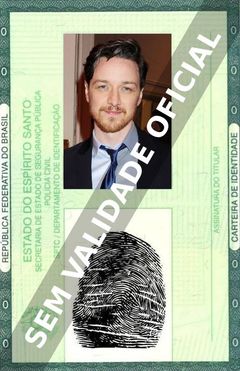 Imagem hipotética representando a carteira de identidade de James McAvoy