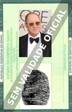 Imagem hipotética representando a carteira de identidade de James Spader