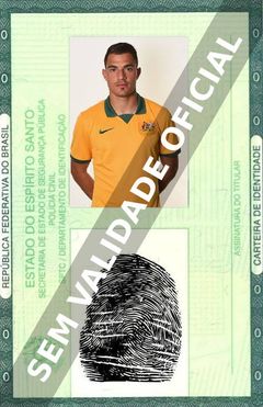 Imagem hipotética representando a carteira de identidade de James Troisi
