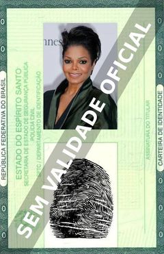 Imagem hipotética representando a carteira de identidade de Janet Jackson