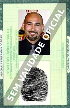 Imagem hipotética representando a carteira de identidade de Jason Manuel Olazabal