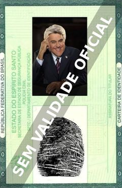 Imagem hipotética representando a carteira de identidade de Jay Leno