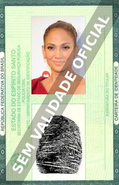Imagem hipotética representando a carteira de identidade de Jennifer Lopez