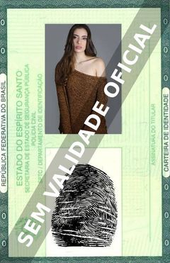 Imagem hipotética representando a carteira de identidade de Jhenifer Emerick