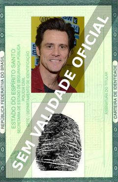 Imagem hipotética representando a carteira de identidade de Jim Carrey