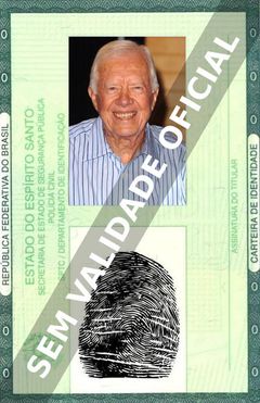Imagem hipotética representando a carteira de identidade de Jimmy Carter