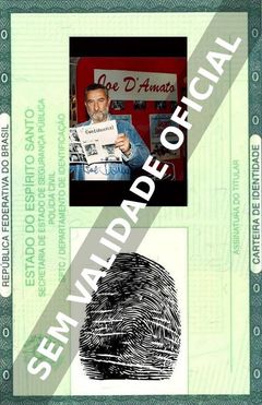 Imagem hipotética representando a carteira de identidade de Joe D'Amato