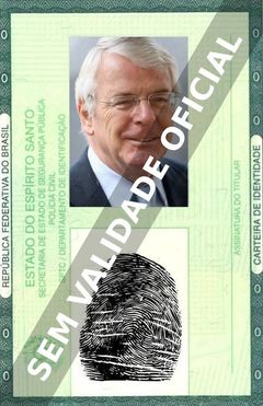 Imagem hipotética representando a carteira de identidade de John Major