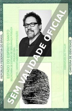 Imagem hipotética representando a carteira de identidade de Jon Favreau