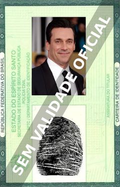 Imagem hipotética representando a carteira de identidade de Jon Hamm