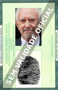 Imagem hipotética representando a carteira de identidade de Jonathan Pryce