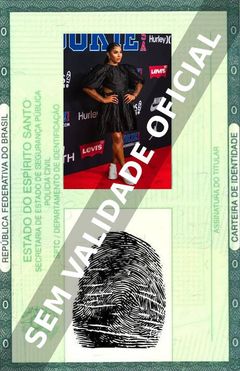 Imagem hipotética representando a carteira de identidade de Jordan Chiles