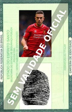 Imagem hipotética representando a carteira de identidade de Jordan Henderson