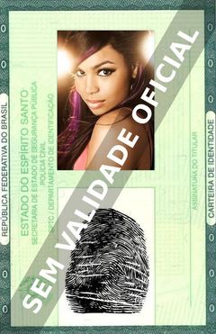 Imagem hipotética representando a carteira de identidade de Jordin Sparks Thomas