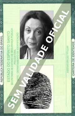 Imagem hipotética representando a carteira de identidade de Judith Malina