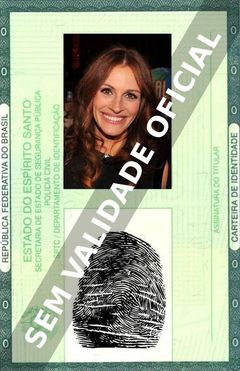 Imagem hipotética representando a carteira de identidade de Julia Roberts