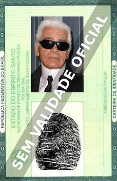 Imagem hipotética representando a carteira de identidade de Karl Lagerfeld