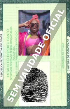 Imagem hipotética representando a carteira de identidade de Karol Conka