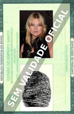 Imagem hipotética representando a carteira de identidade de Kate Moss
