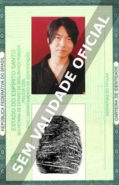 Imagem hipotética representando a carteira de identidade de Katsuyuki Konishi