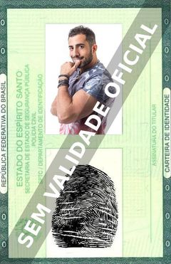 Imagem hipotética representando a carteira de identidade de Kaysar Dadour
