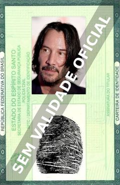 Imagem hipotética representando a carteira de identidade de Keanu Reeves