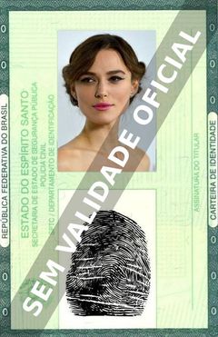 Imagem hipotética representando a carteira de identidade de Keira Knightley