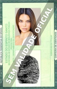 Imagem hipotética representando a carteira de identidade de Kendall Jenner