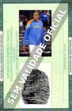 Imagem hipotética representando a carteira de identidade de Kevin Durant