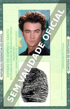 Imagem hipotética representando a carteira de identidade de Kevin Jonas