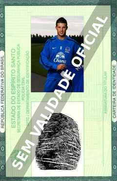 Imagem hipotética representando a carteira de identidade de Kevin Mirallas