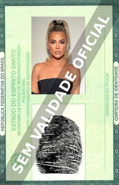 Imagem hipotética representando a carteira de identidade de Khloé Kardashian