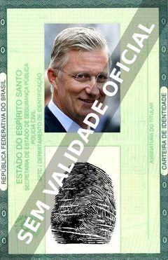 Imagem hipotética representando a carteira de identidade de King Philippe