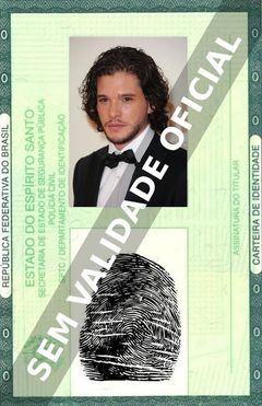 Imagem hipotética representando a carteira de identidade de Kit Harington