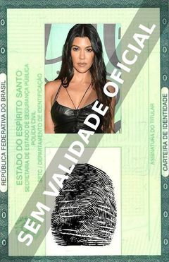 Imagem hipotética representando a carteira de identidade de Kourtney Kardashian